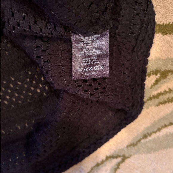 Sparrow Crochet Knit Top Womens Medium Black Boho Lace 3/4 Sleeve NWT - Picture 9 of 9